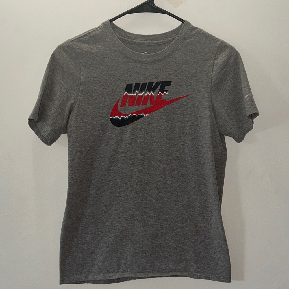 Nike Heather Gray Tee with Red Swoosh Boys